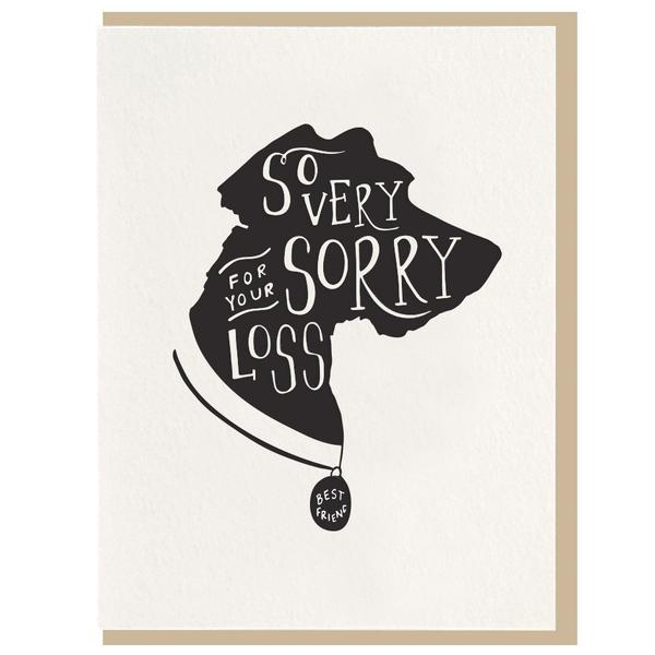 Dahlia Press - So Very Sorry Dog Sympathy Greeting Letterpress