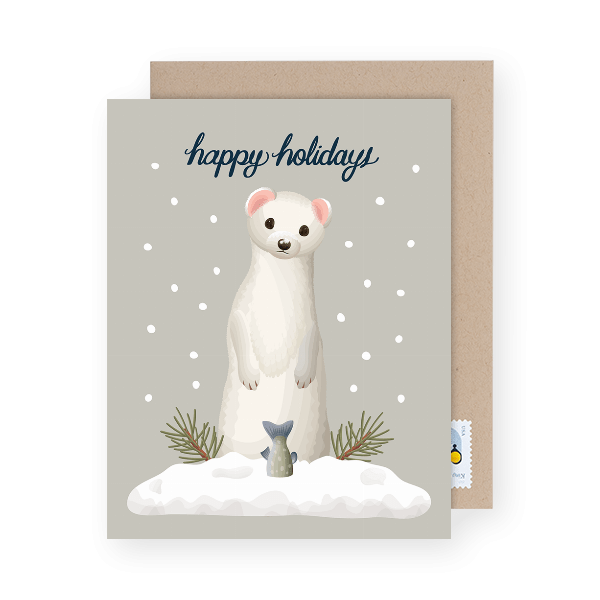 Weasel Happy Holidays Card